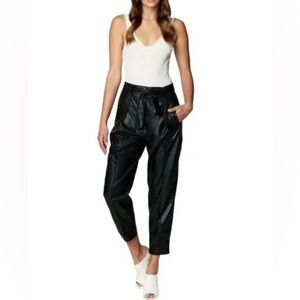 NWT BLANK NYC FAUX LEATHER TIE WAIST CROP PANTS SIZE 28 IN BLACK